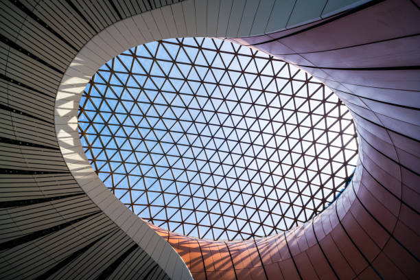 Beijing, China – November 1, 2019: Terminal Building, Daxing New International Airport, Beijing, China. It is a cross-regional and super-large international aviation integrated transportation hub.