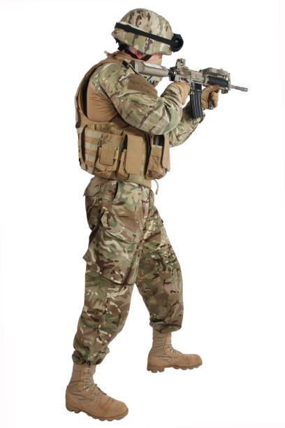 istock soldier with assault rifle on white background 1188004849