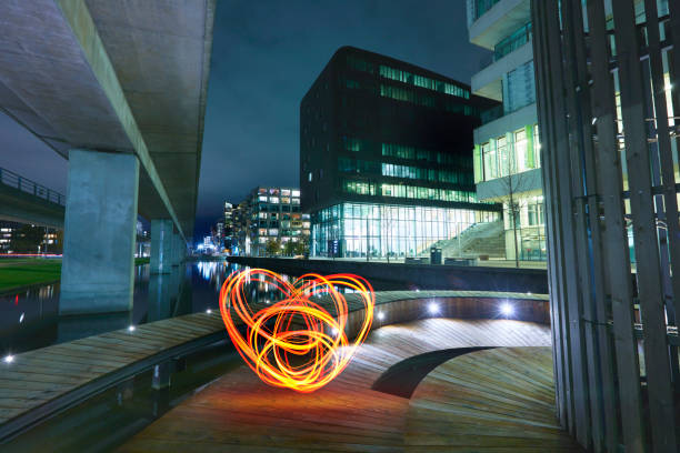 Heart shaped light painting in the city