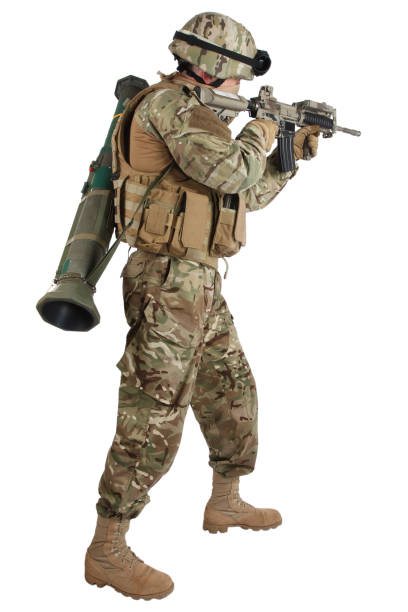 istock soldier with assault rifle on white background 1188008454