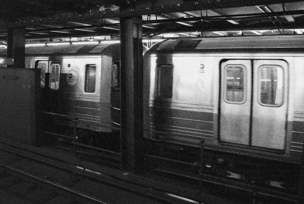 istock Public Mass Transit Subway Car Train on Track Rails Underground Beneath City 1188008679