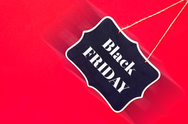 istock Black friday sale sign on red background . 1188009670