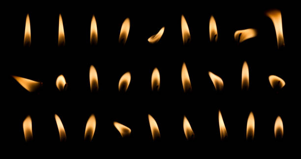 Candle Flame Set Candle Flame Set Isolated on Black Background candle stock pictures, royalty-free photos & images