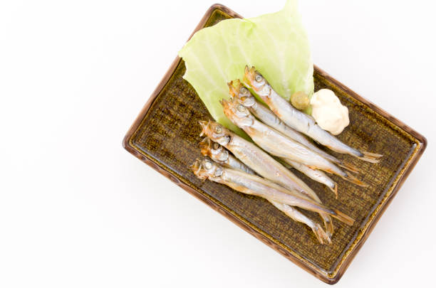 istock grilled Komochi Shishamo on the plate 1188015437