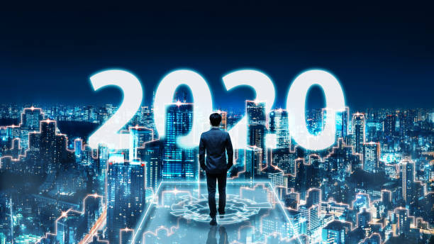 istock New year 2020 business man on future network city 1188016192