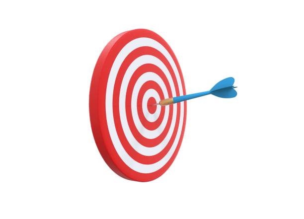 istock Dart game design arrow hitting at the center 1188016444
