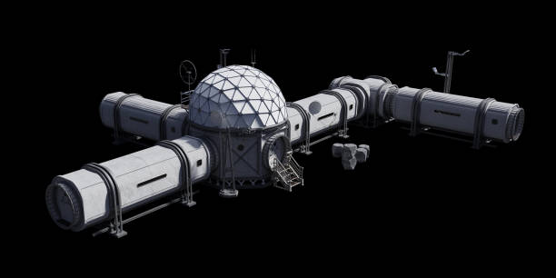 istock research base, habitat for astronauts on Mars or Moon isolated on black background 1188017651