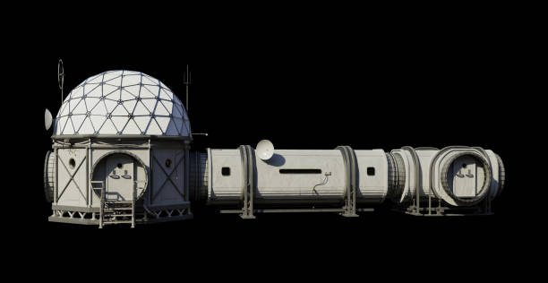 istock research base, habitat for astronauts on Mars or Moon isolated on black background 1188018261