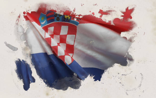 istock Croatian Flag, Croatia National Colors Background  <<3D Rendering>> 1188019364