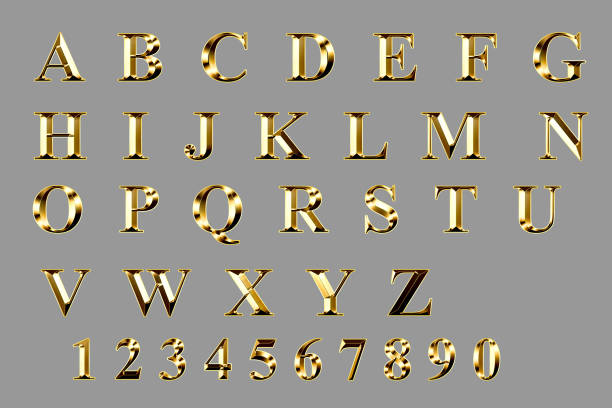 istock Alphabet letters from gold metal texture . 1188020629