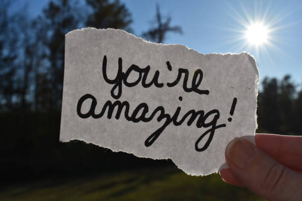 Hand written you are amazing note Uplifting amazing note thank you phrase stock pictures, royalty-free photos & images