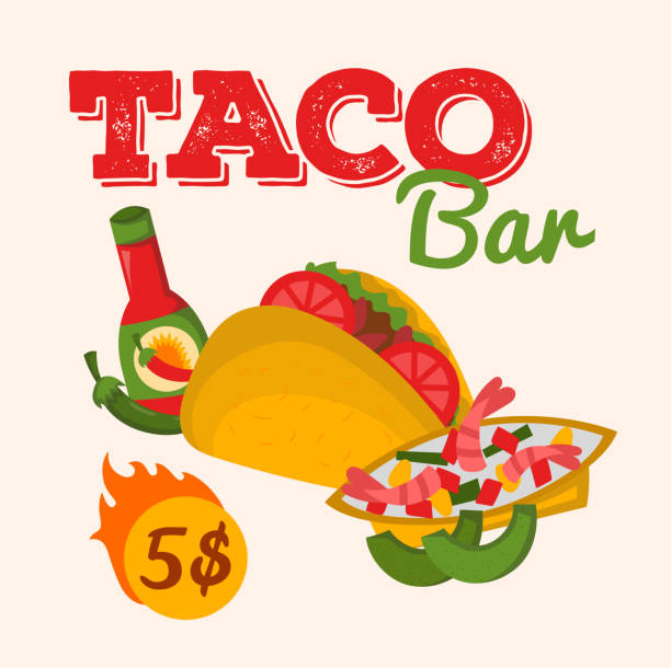 istock Mexican food taco bar vector illustration national cuisine concept design. Mexican restaurant, cafe poster, brochure, flyer, menu template. Special price offer. 1188024553