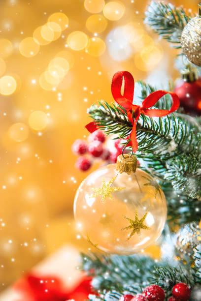 istock Christmas tree background greeting card with beautiful decor. Selective focus. 1188027173