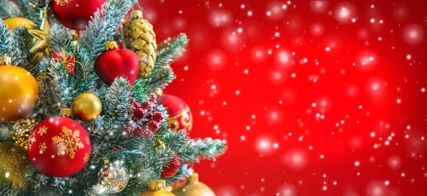 istock Christmas tree background greeting card with beautiful decor. Selective focus. 1188027224