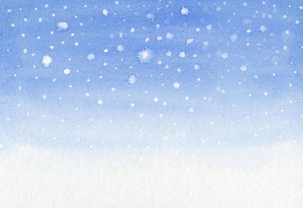 ilustraciones, imágenes clip art, dibujos animados e iconos de stock de fondo de acuarela de nieve con espacio de copia - snowflake falling christmas backgrounds