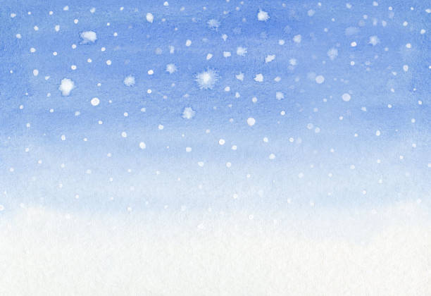 ilustrações de stock, clip art, desenhos animados e ícones de snow watercolor background with copy-space - snowflake falling christmas backgrounds