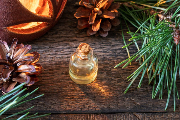 istock A bottle of essential oil with fresh pine branches 1188031720