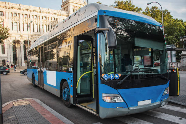 istock Blue city bus in Madrid, Spain 1188032512