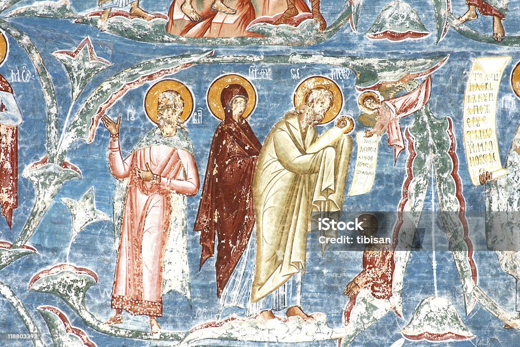 Jesus Christus birth- fresco malen (Rumänien - Lizenzfrei Alt Stock-Foto