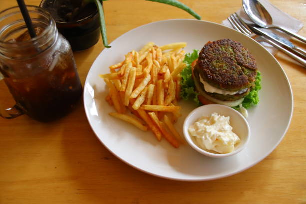 istock Vegan burger made with falafel buns 1188035935
