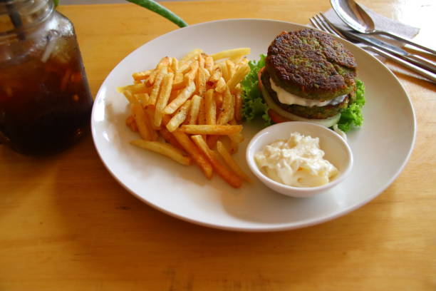 istock Veegan burger and potatoe fries 1188035957