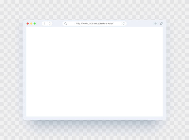 ilustrações de stock, clip art, desenhos animados e ícones de browser window template in light theme for website, laptop and computer. browser window empty page concept for desktop, pad and smartphone. vector mockup for show your website in internet. - browser internet web page window