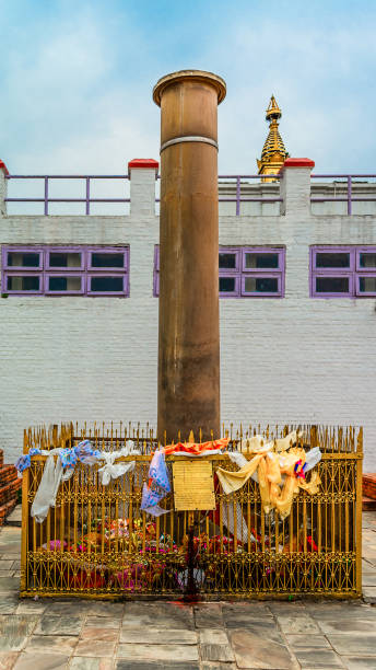 Pillar of Ashoka, Lord Buddha's place of birth. Lumbini, Nepal Pillar of Ashoka, Lord Buddha's place of birth. Lumbini, Nepal lumbini nepal photos stock pictures, royalty-free photos & images