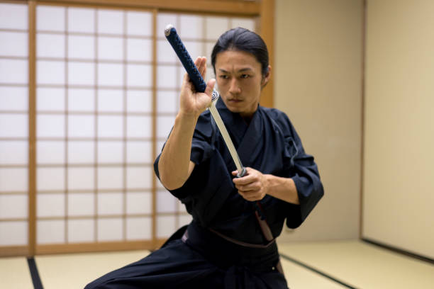 istock Samurai training in a traditional dojo in Tokyo 1188039498