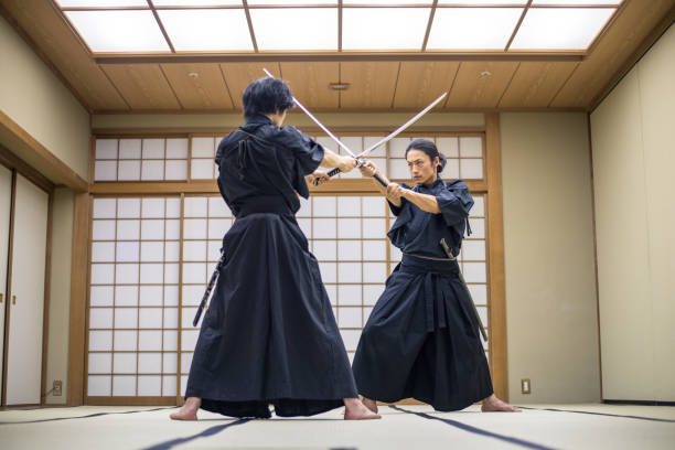 istock Samurai training in a traditional dojo in Tokyo 1188039950