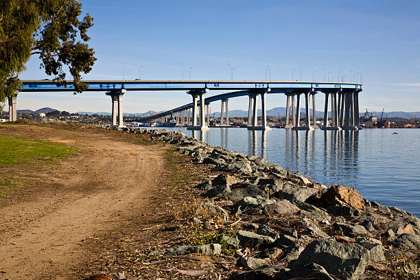 코로나도 구름다리 - san diego california bridge coronado beach outdoors 뉴스 사진 이미지