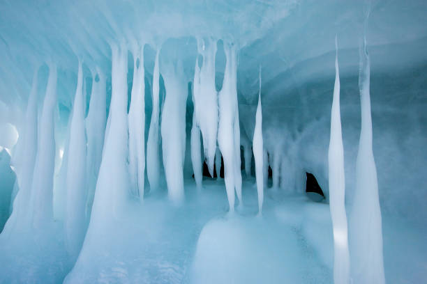 istock Beautiful smooth icicles with a green tint. 1188040930