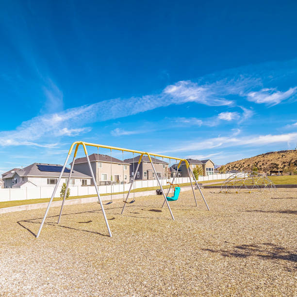 istock Square A-frame swings in a kids playground during day 1188042060