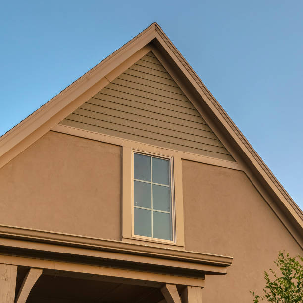 istock Square frame Top floor window in roof apex on a modern house 1188042186