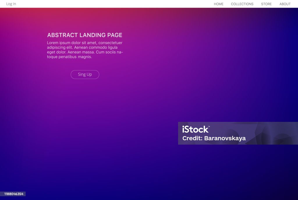 Landing page mesh blue Abstract gradient landing page. Ultraviolet futuristic backdrop. Front design. Purple Background stock vector