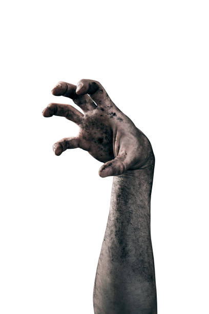 istock Zombie hand dirty with soil isolated on white background 1188051406