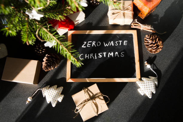 istock Zero waste, eco friendly Christmas, crafted gifts, natural Christmas decorations, pine branches on a table.   eco friendly. 1188051628