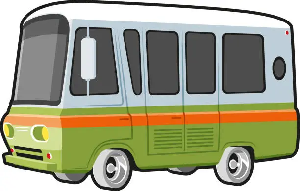 Vector illustration of Vintage minibus