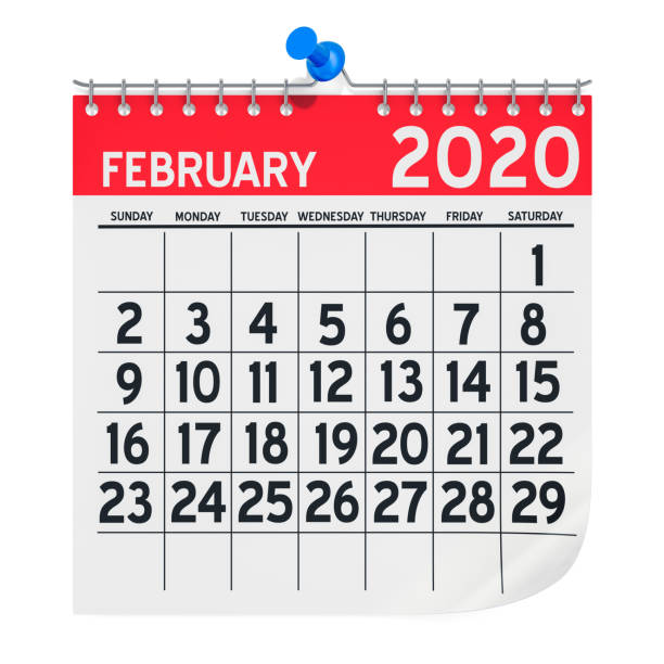 istock February 2020 Monthly Wall Calendar, 3D rendering isolated on white background 1188055719