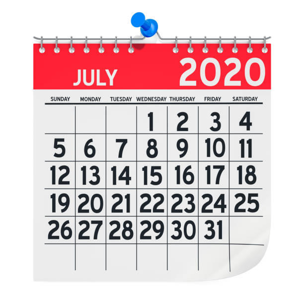 istock July 2020 Monthly Wall Calendar, 3D rendering isolated on white background 1188056242