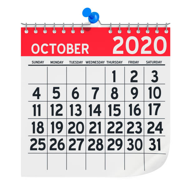 istock October 2020 Monthly Wall Calendar, 3D rendering isolated on white background 1188056243