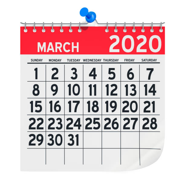 istock March 2020 Monthly Wall Calendar, 3D rendering isolated on white background 1188056277