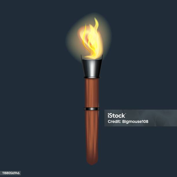 Merchandise Obor Api Realistis Rinci 3d Obor Api Api Vektor Ilustrasi Stok - Unduh Gambar ...