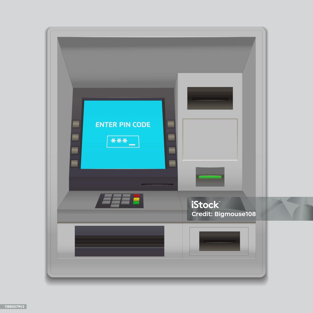 Atm Interface Real Realistic Detailed 3d Atm Machine Interface Vector Stock Illustration ...