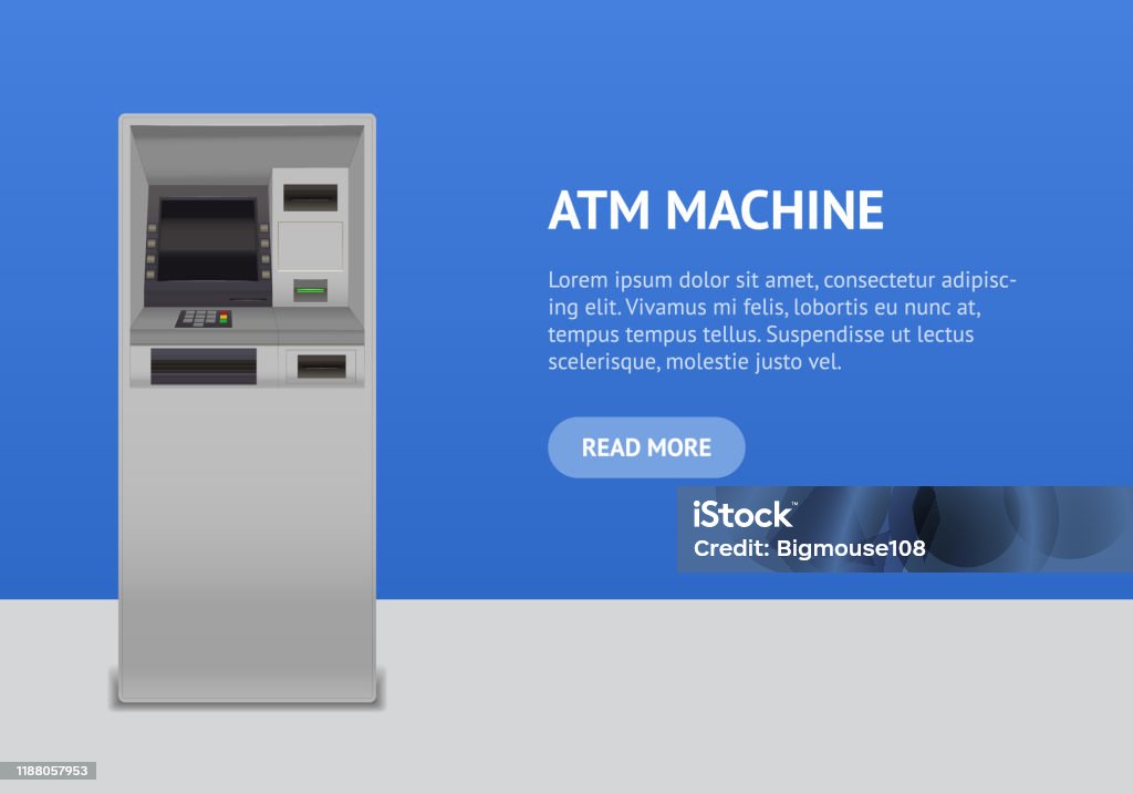 Atm Interface Real Realistic Detailed 3d Atm Machine Interface Concept Card Vector Stock ...