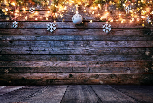 istock Christmas rustic background with wooden planks 1188059298
