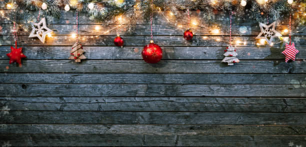 istock Christmas rustic background with wooden planks 1188059322