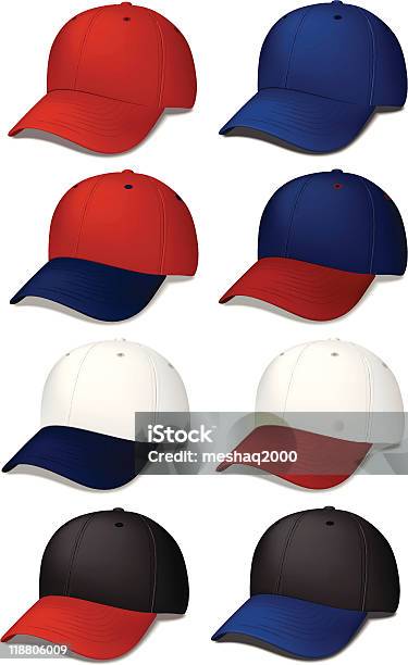 Cappellini Da Baseballrealistico Vettoriale Illustrazioni - Immagini vettoriali stock e altre immagini di Abbigliamento