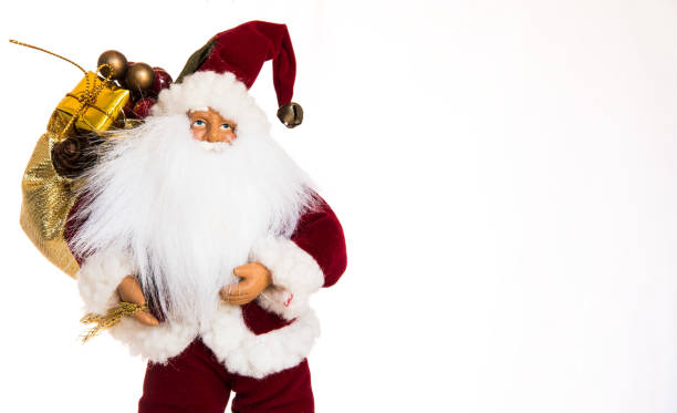 istock Santa Claus with backpack on white background. Holiday theme with Christmas concept. Copy space. 1188062271