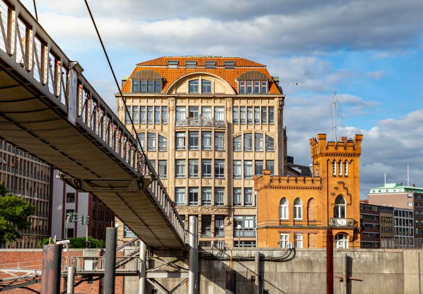 View of Hamburg across the river Elbe, Germany