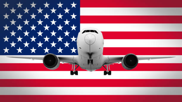 istock Flights to USA, travel concept. 3D rendering 1188065843